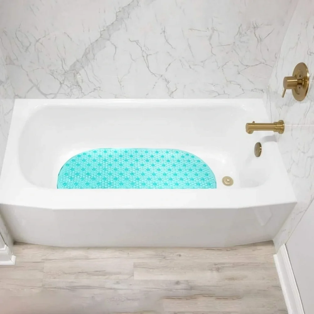🩶5/$30 Mainstays Teal Textured Oval Bath Mat with Suction Cup Buttom NEW